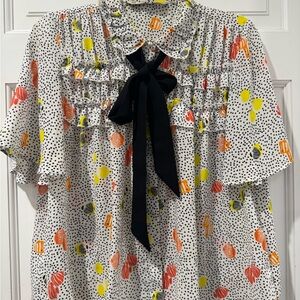 Zara Polka Dot Blouse with Colorful Accents